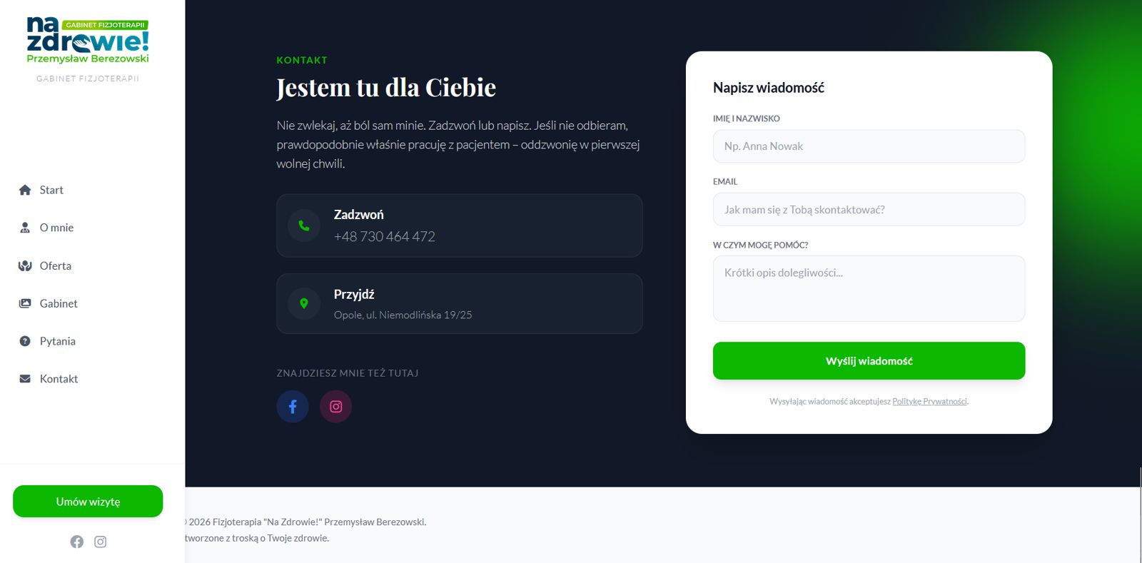 Fizjoterapia Opole - strona internetowa